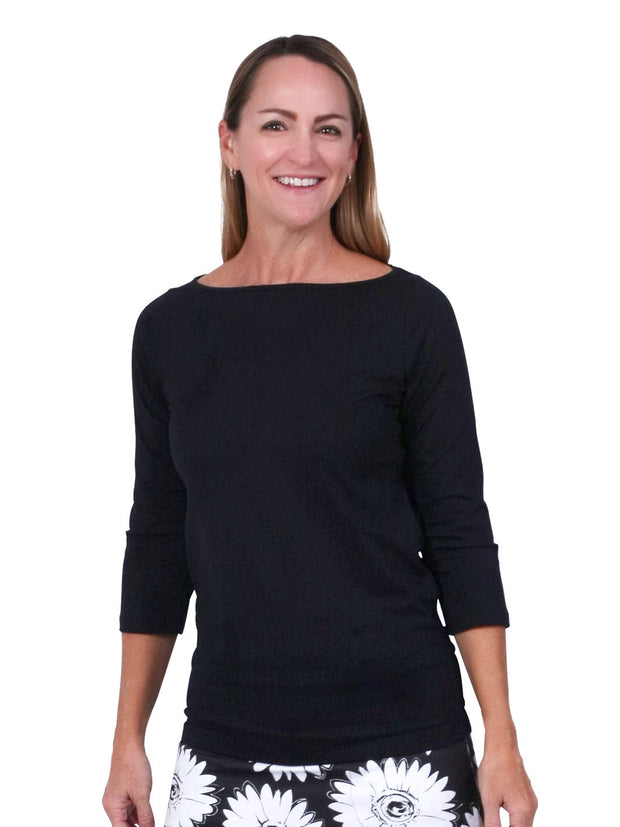Betsy Boatneck Top Black