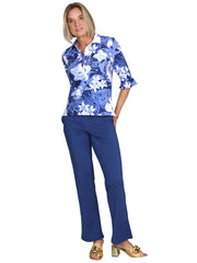 Mira Flounce Sleeve Polo Top Nolana