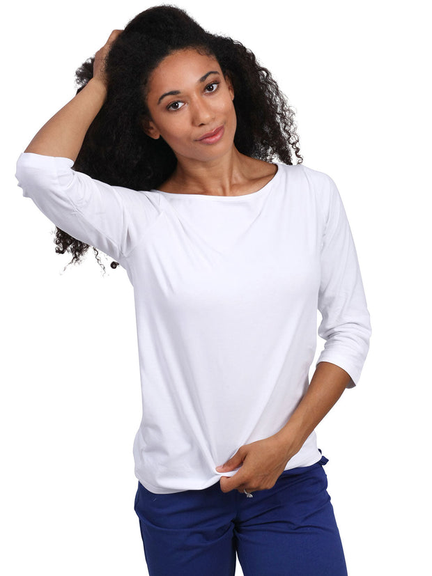 Betsy Boatneck Top White
