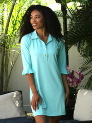 Marin Flounce Polo Dress Aqua