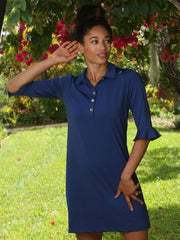 Marin Flounce Polo Dress Navy