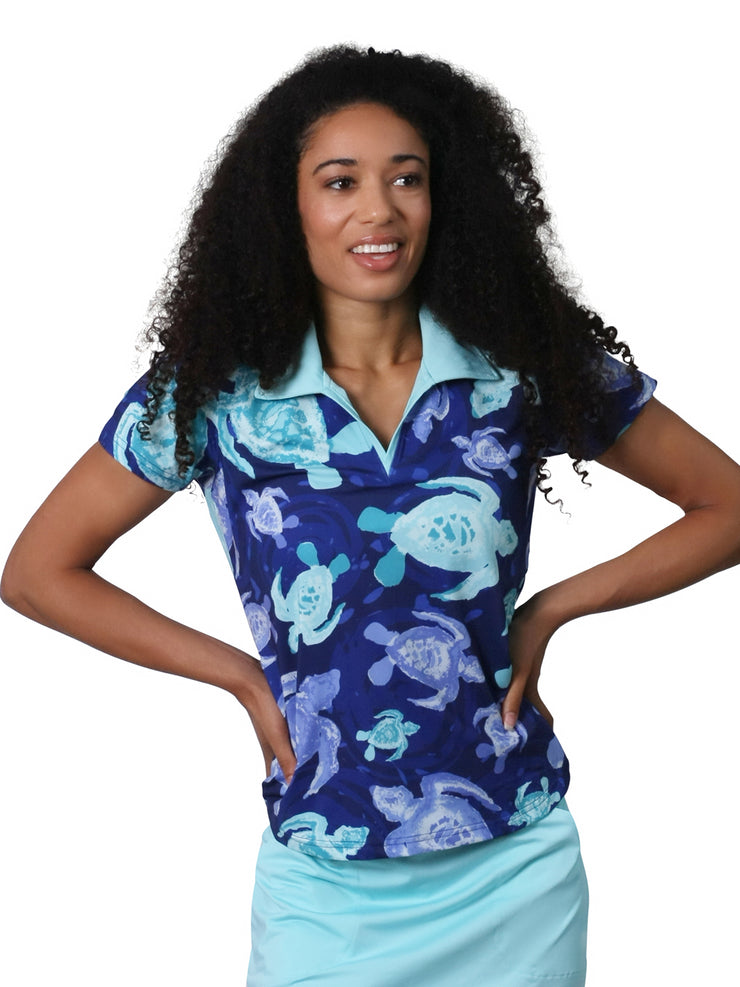 Mer Sealife Short Sleeve Johnny Collar Polo