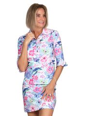 Mira Flounce Sleeve Polo Top Talula