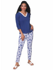 Niki Lace Trimmed Top Navy