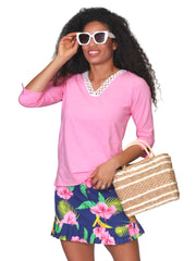Niki Lace Trimmed Top Pink
