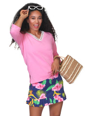 Niki Lace Trimmed Top Pink