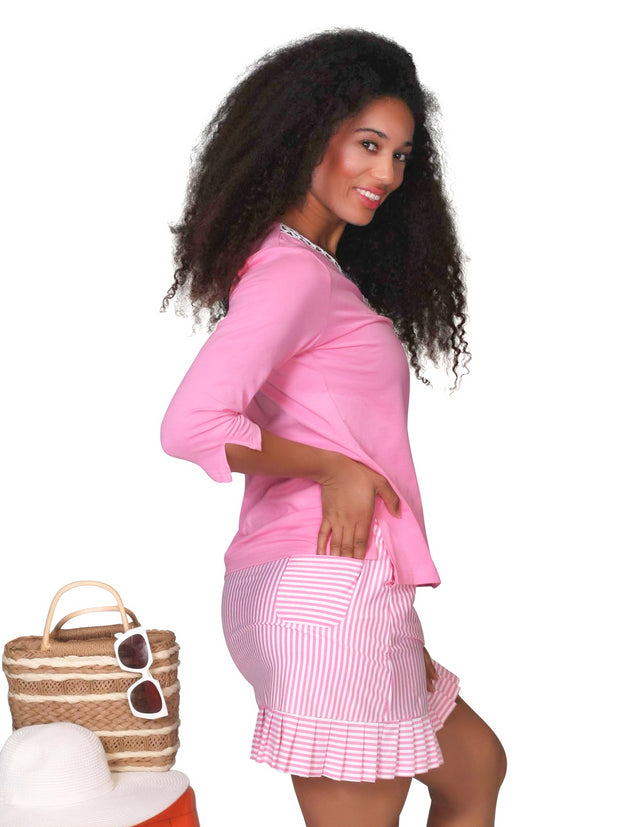 Niki Lace Trimmed Top Pink