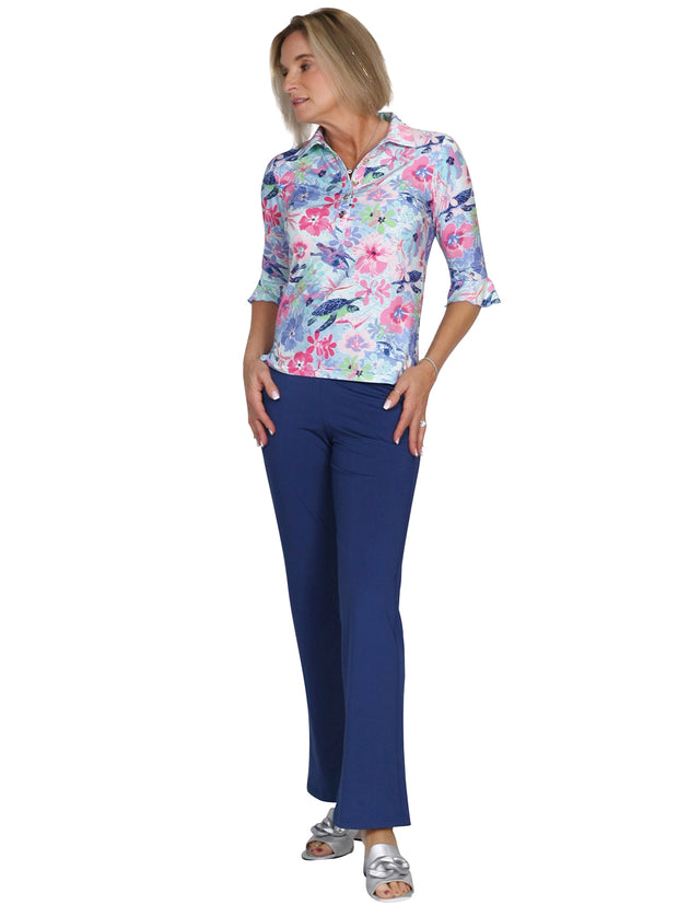 Mira Flounce Sleeve Polo Top Talula