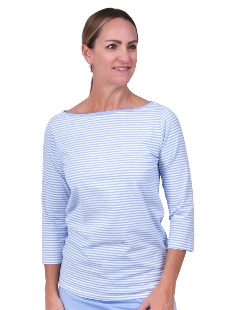 Betsy Boatneck Top Peri Stripe