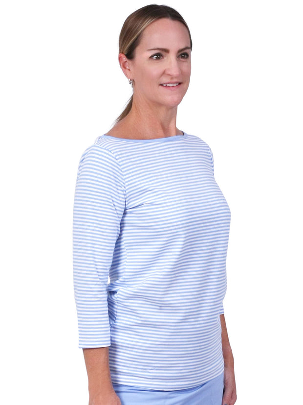 Betsy Striped 3/4 Sleeve Boatneck Top